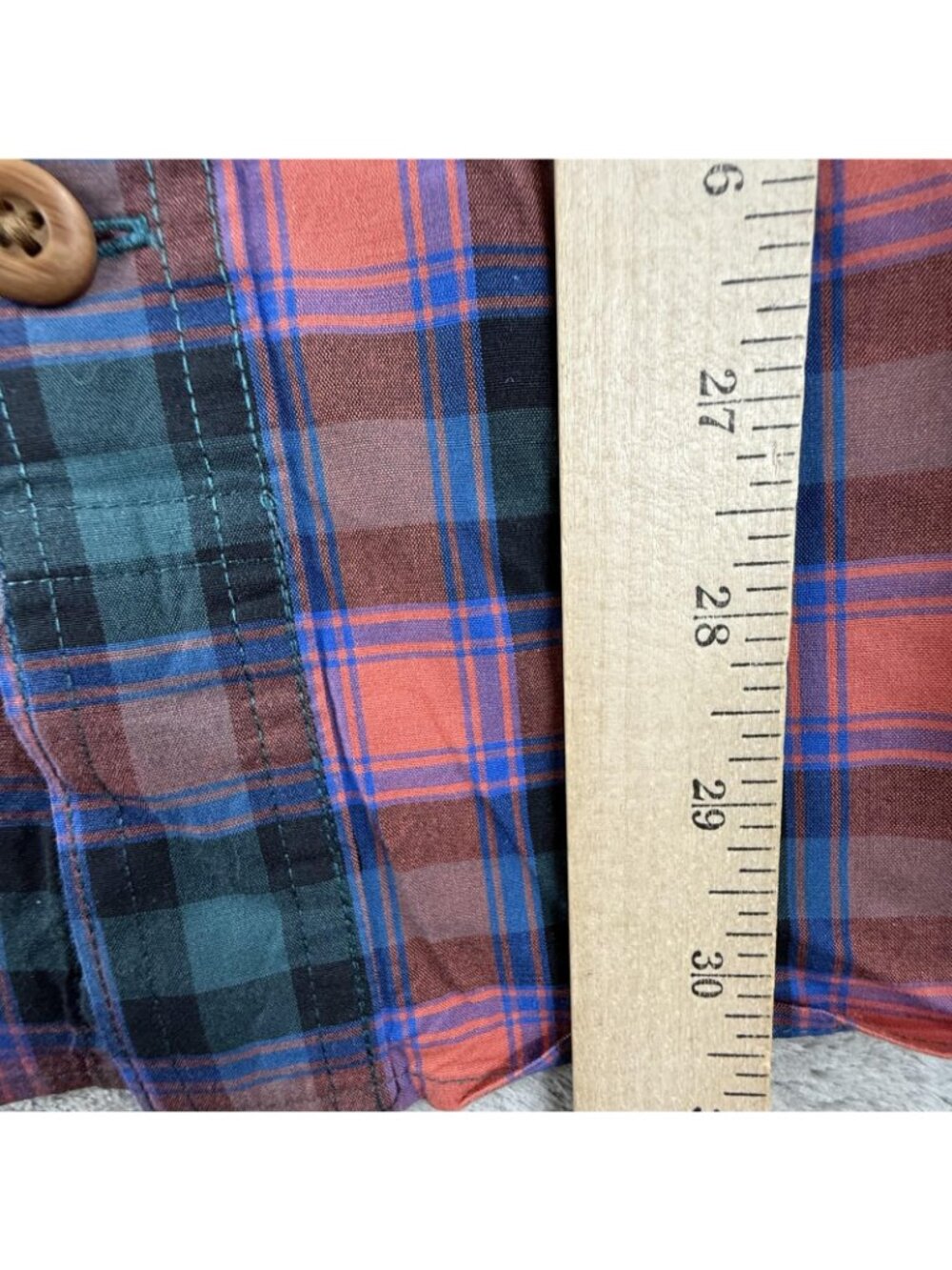 Duluth Trading Shirt Mens Large Green Pink Plaid Button Up Long Sleeve Untucked - Picture 14 of 16